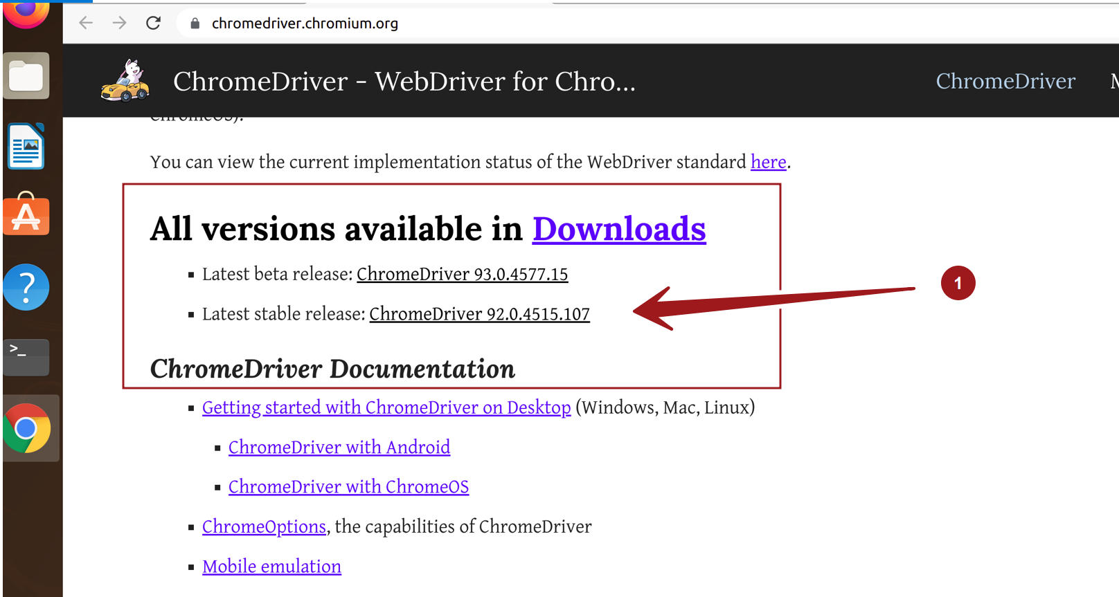 Google ChromeDriver Stable Version