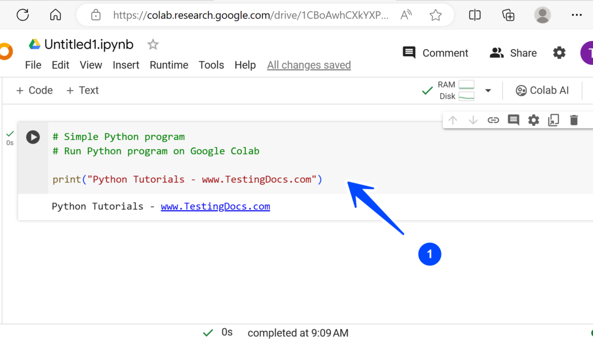 Google Colab Code Editor