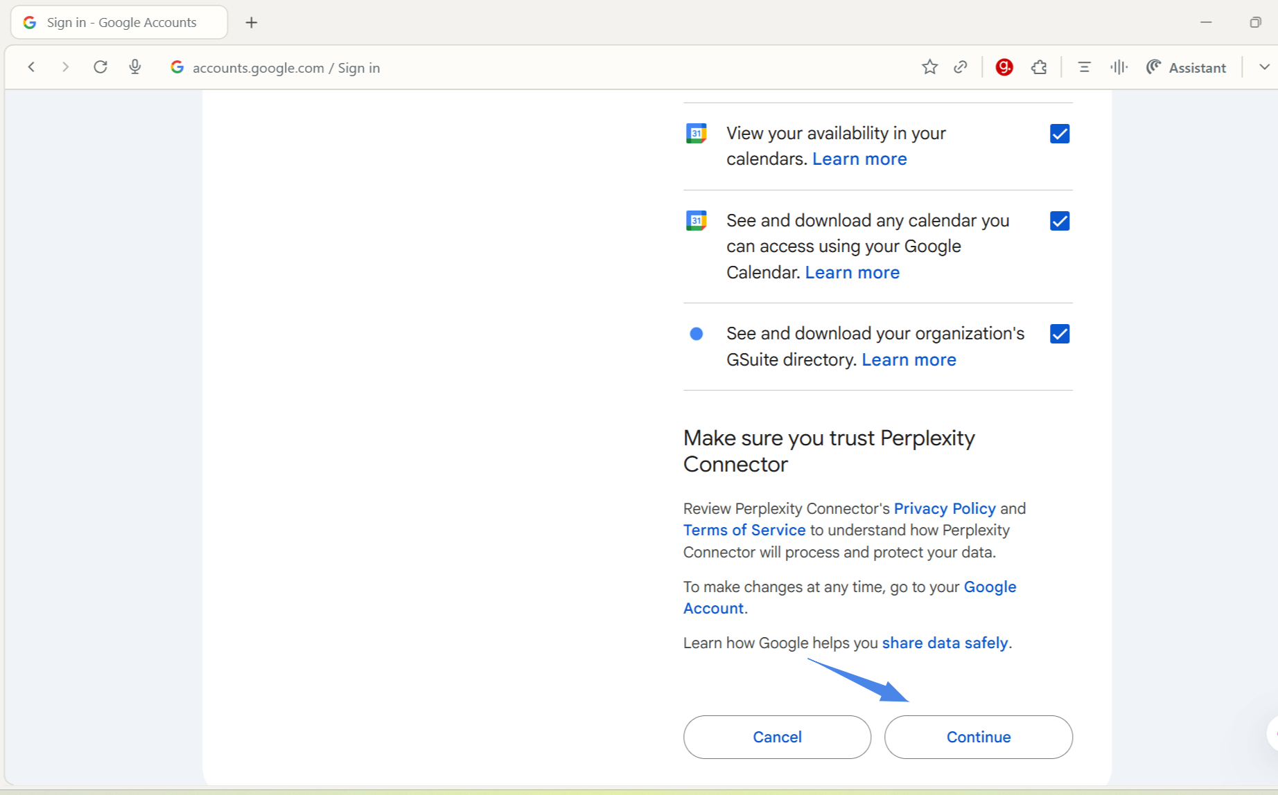 Google Perplexity Permissions
