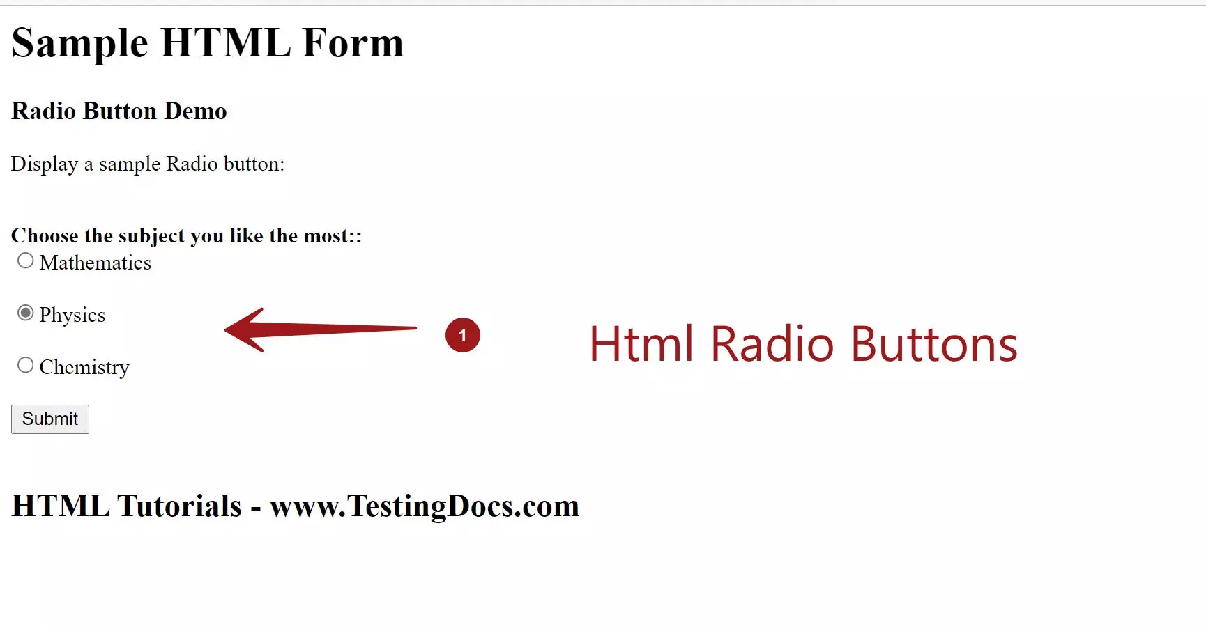 HTML Radio Buttons