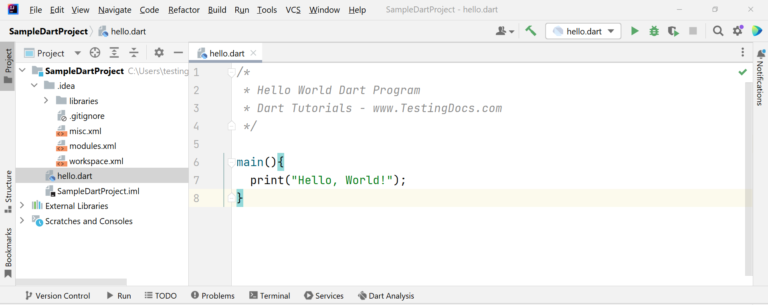 Basic Dart Program Example - TestingDocs.com