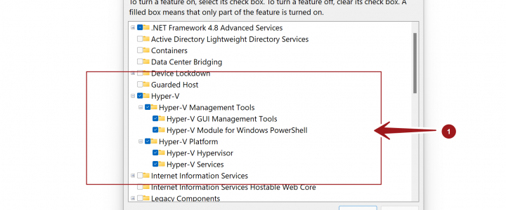 Hyper-V Windows features on or off