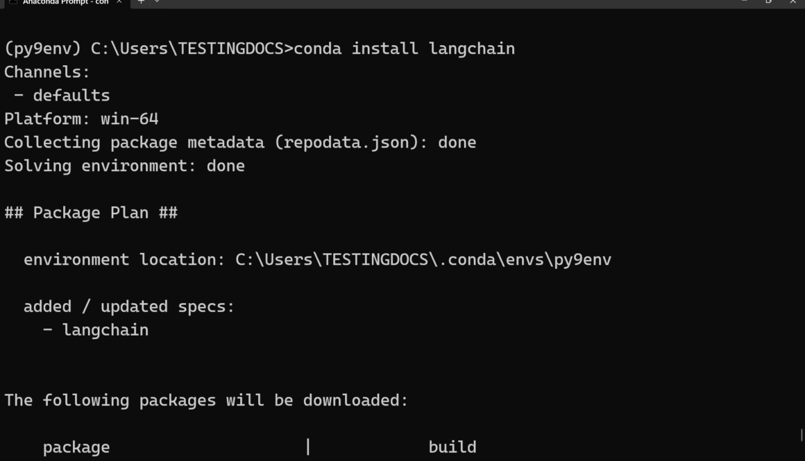 Install LangChain Anaconda Windows