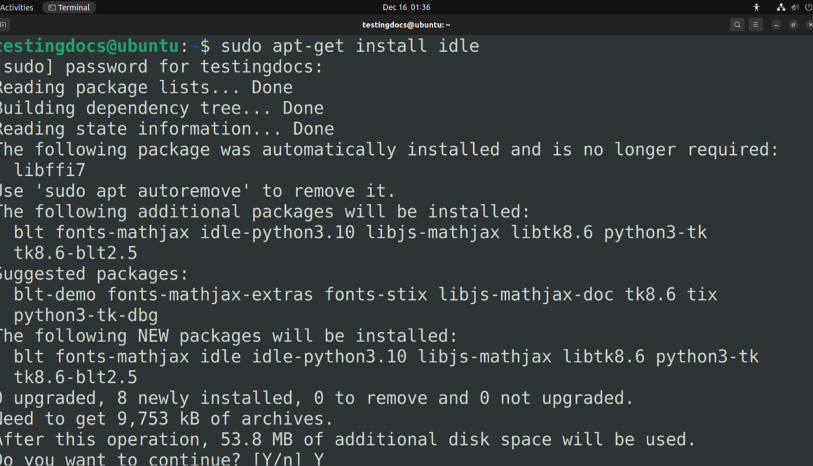 Install Python IDLE on Ubuntu