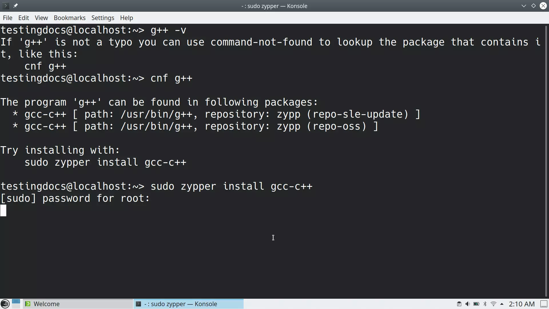 Install gcc on OpenSuse