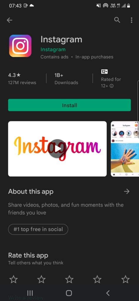 Instagram -Google Play Store