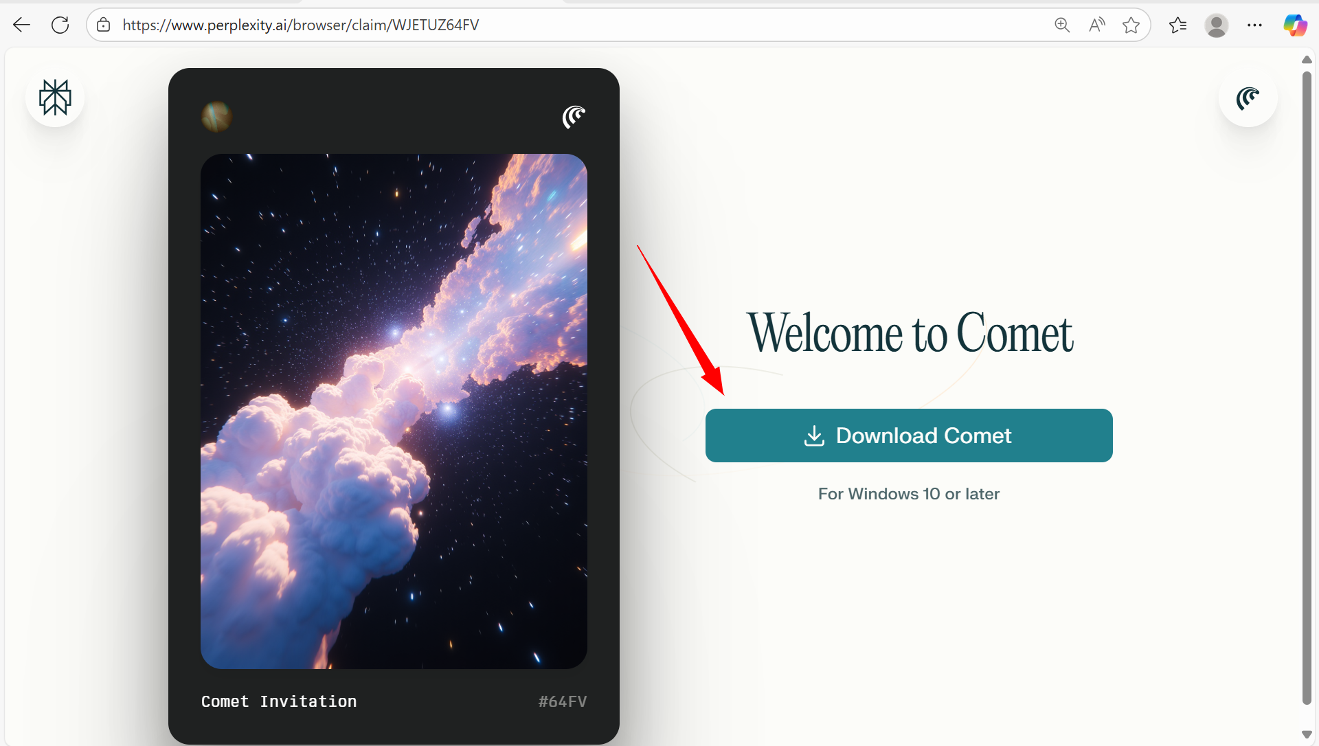 Invitation Claimed Comet