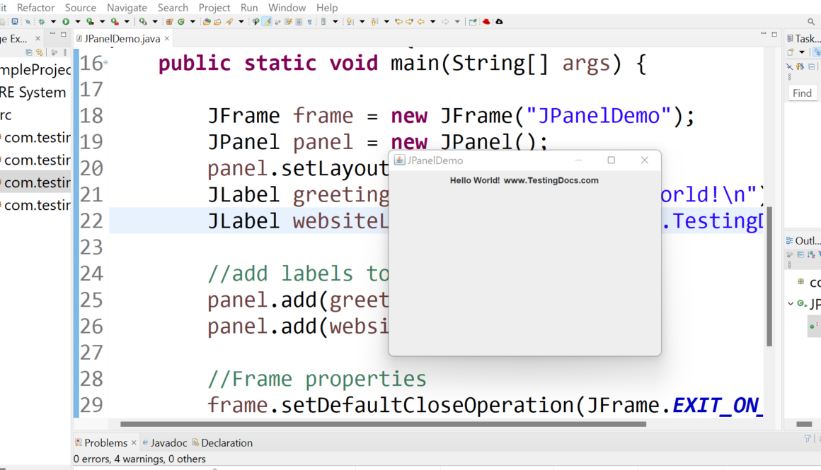 JPanel Container Class