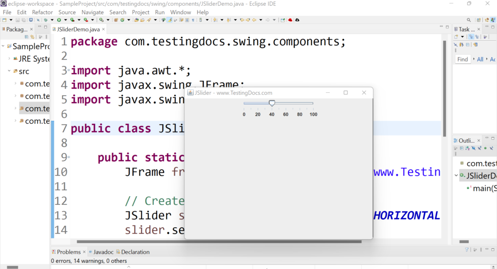 Create a Slider using JSlider Class - TestingDocs