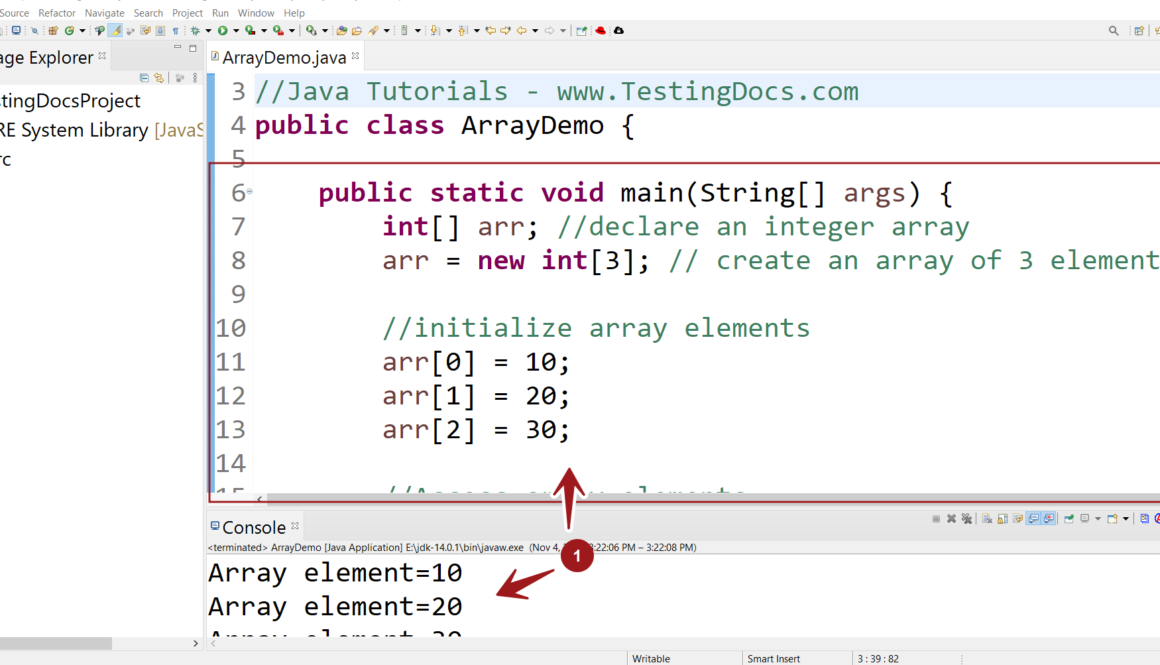 Java Arrays Example Code