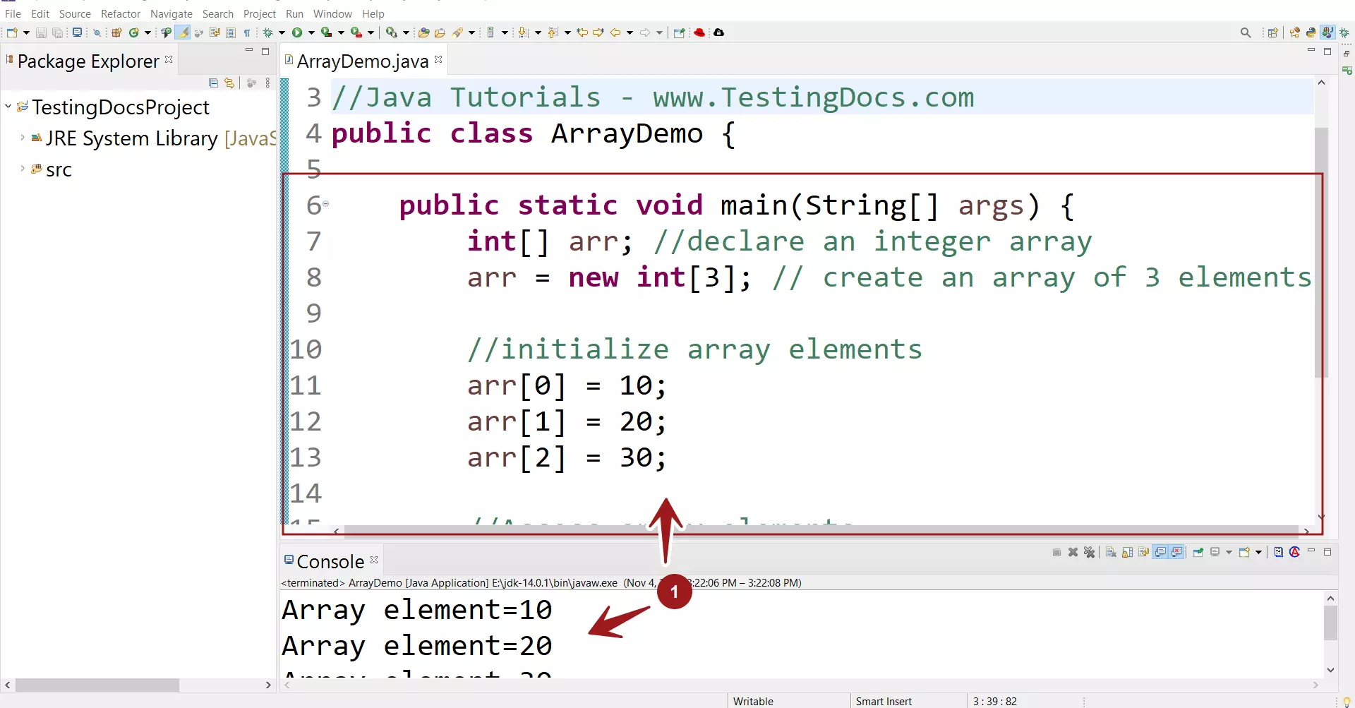 Java Arrays Example Code