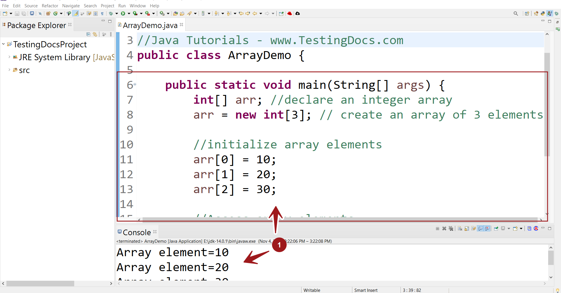 Java Arrays Example Code