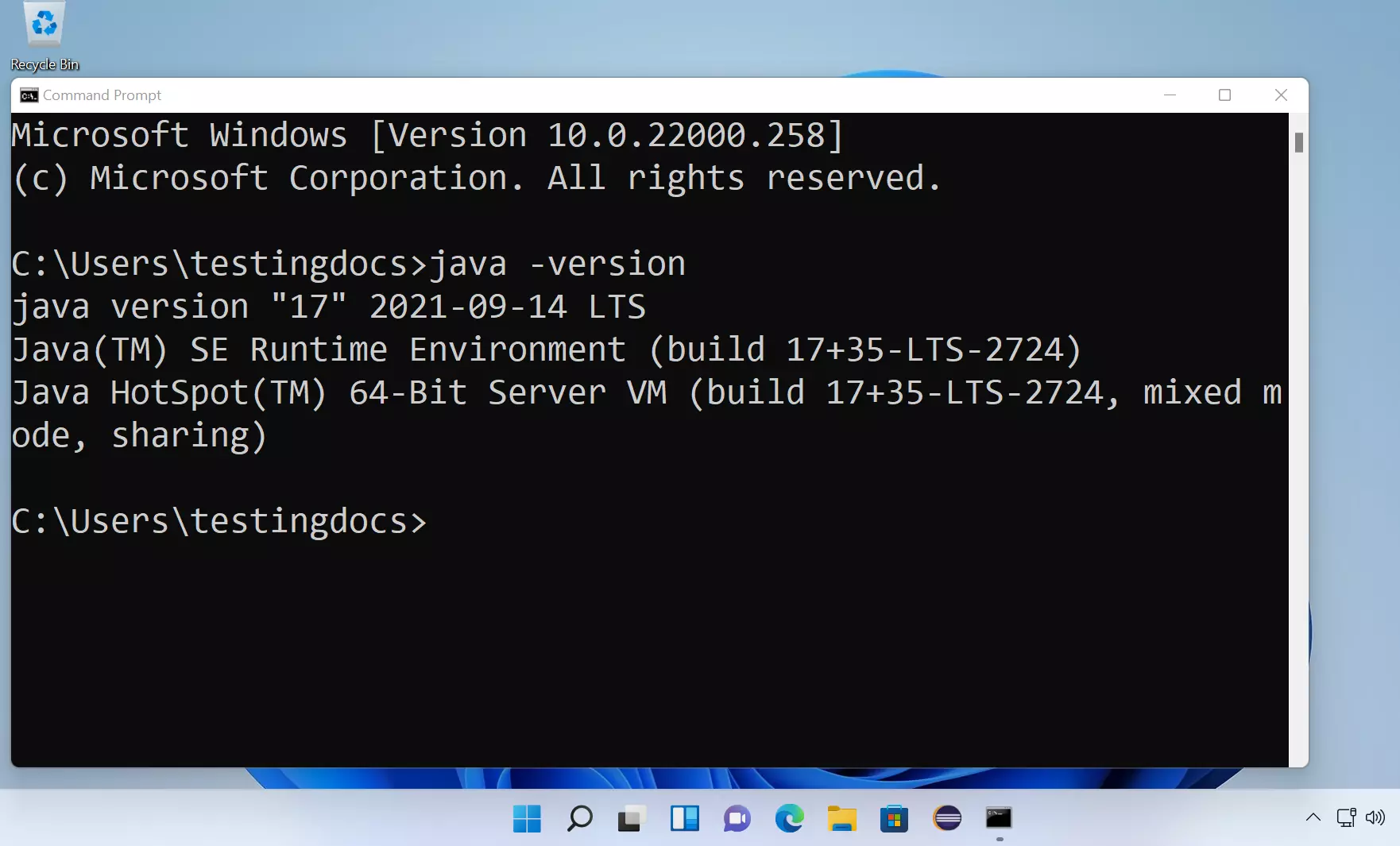Java Check on Windows 11