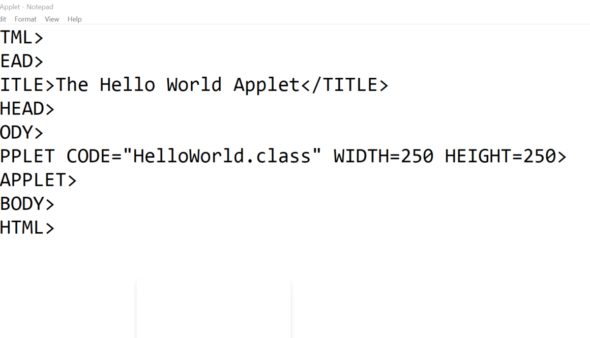 Java Hello World Applet