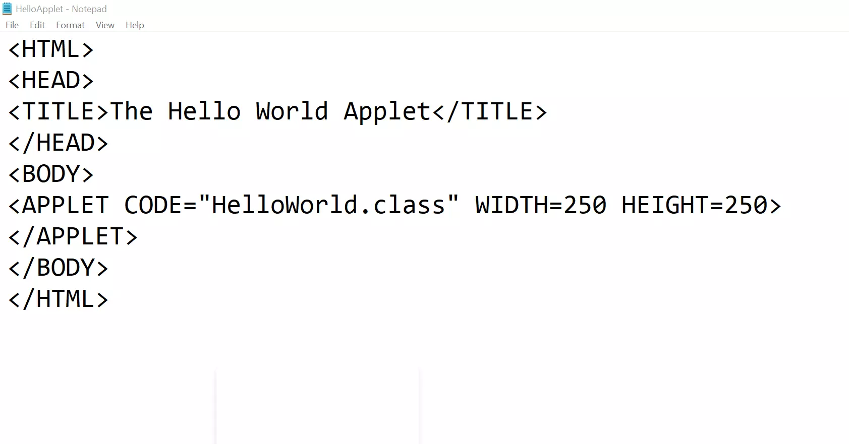 Java Hello World Applet