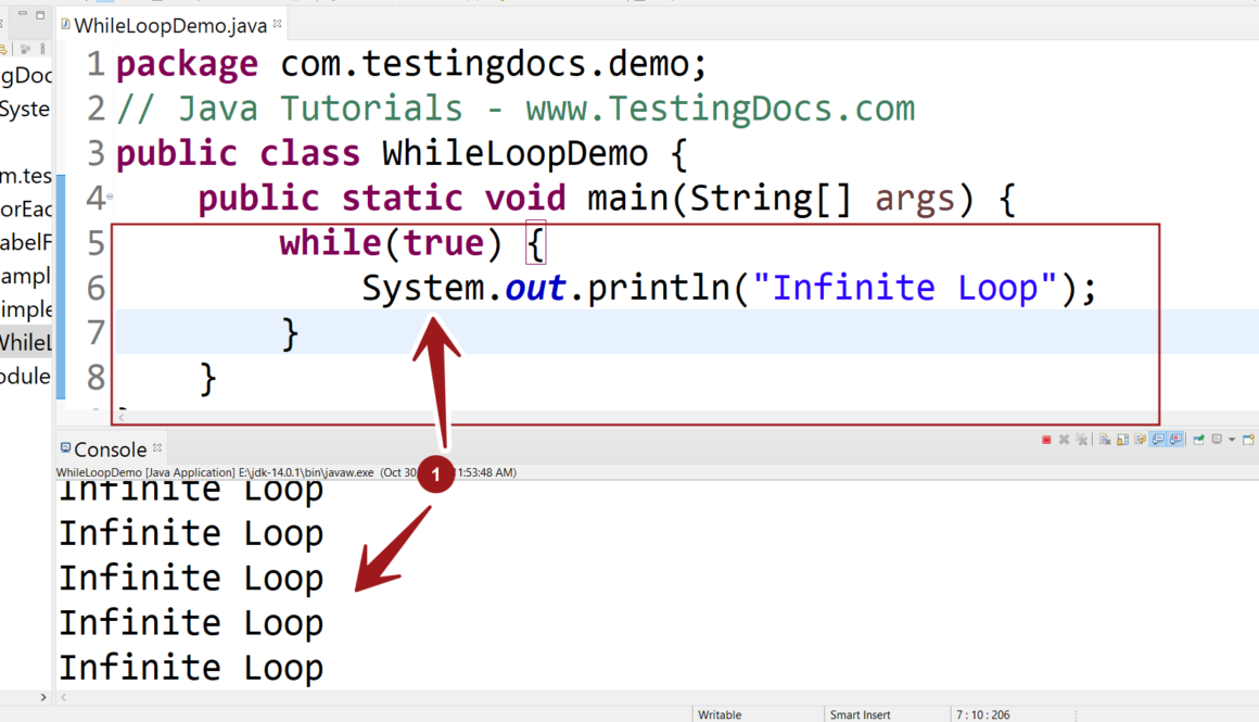 Java Infinite Loop while