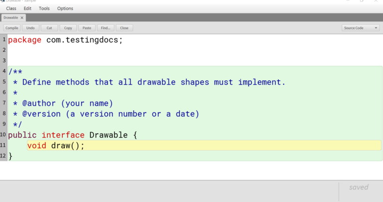 Create Java Interface in BlueJ IDE - TestingDocs