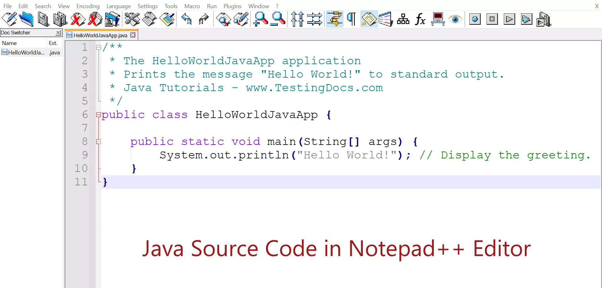 Java Source Code Notepad++ Editor