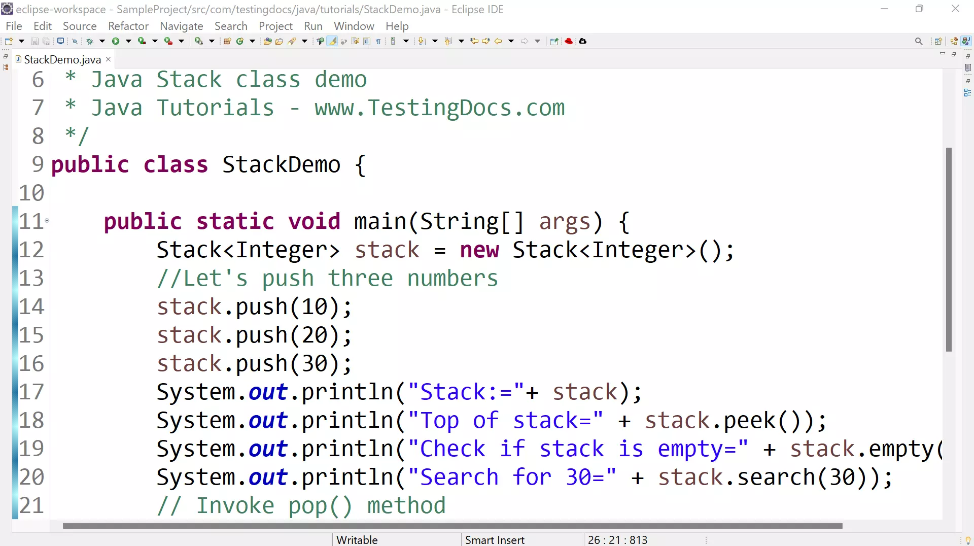 Java Stack Class