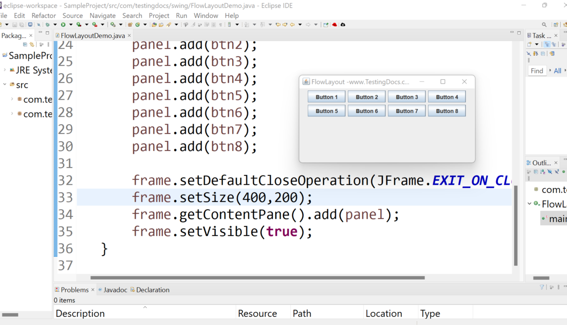 Java Swing FlowLayout