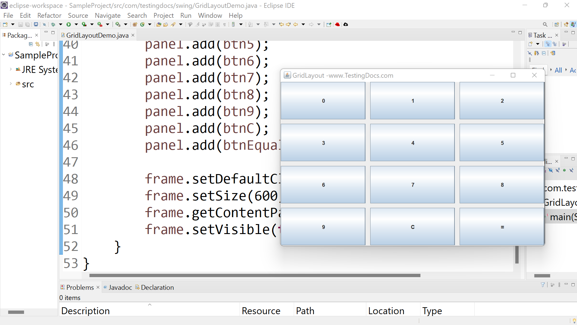 Java Swing GridLayout