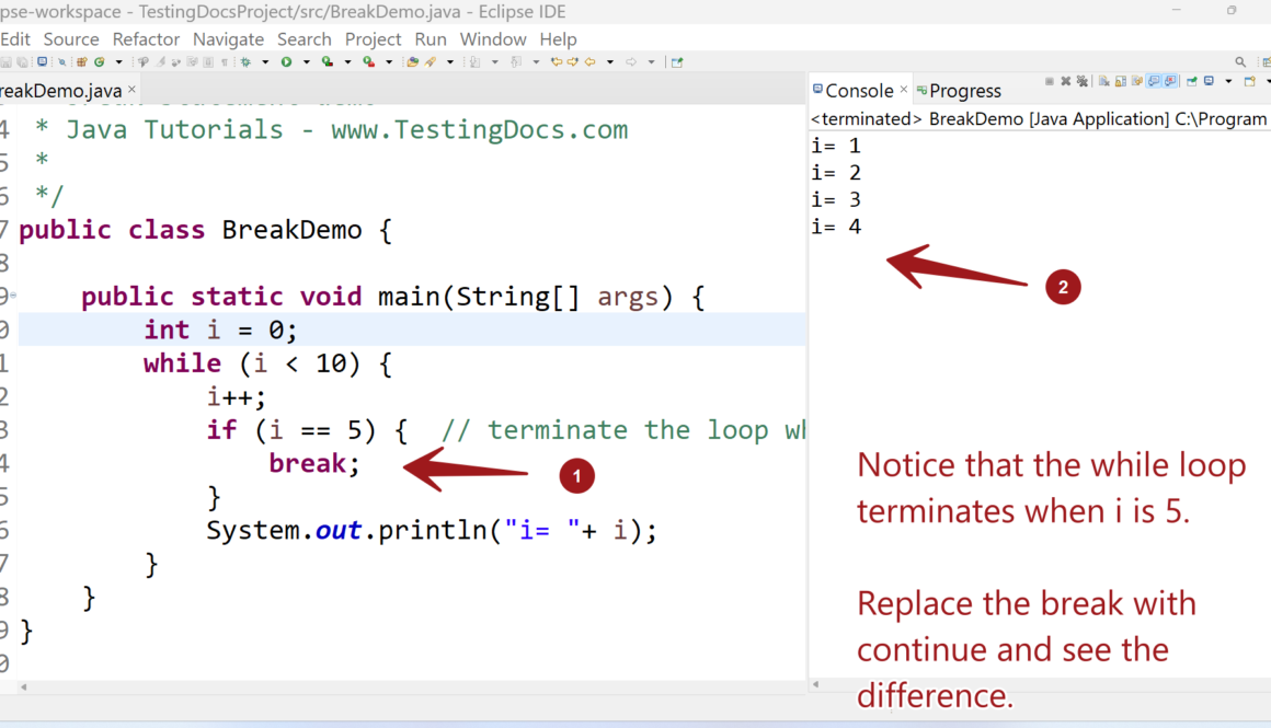Java break statement