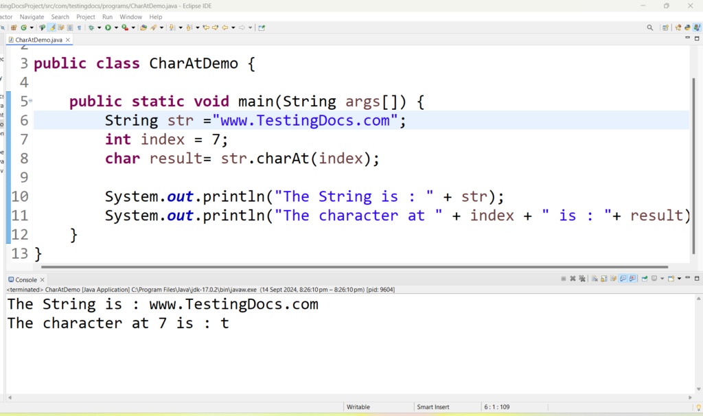 Java charAt() method - TestingDocs.com