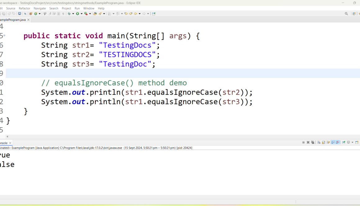 Java equalsIgnoreCase method