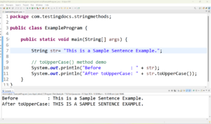 Java toUpperCase() method | TestingDocs