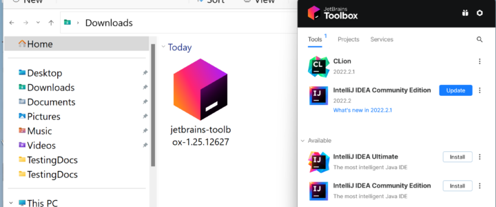 JetBrains ToolBox App UI