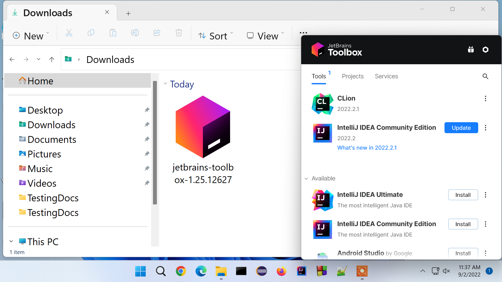 JetBrains ToolBox App UI