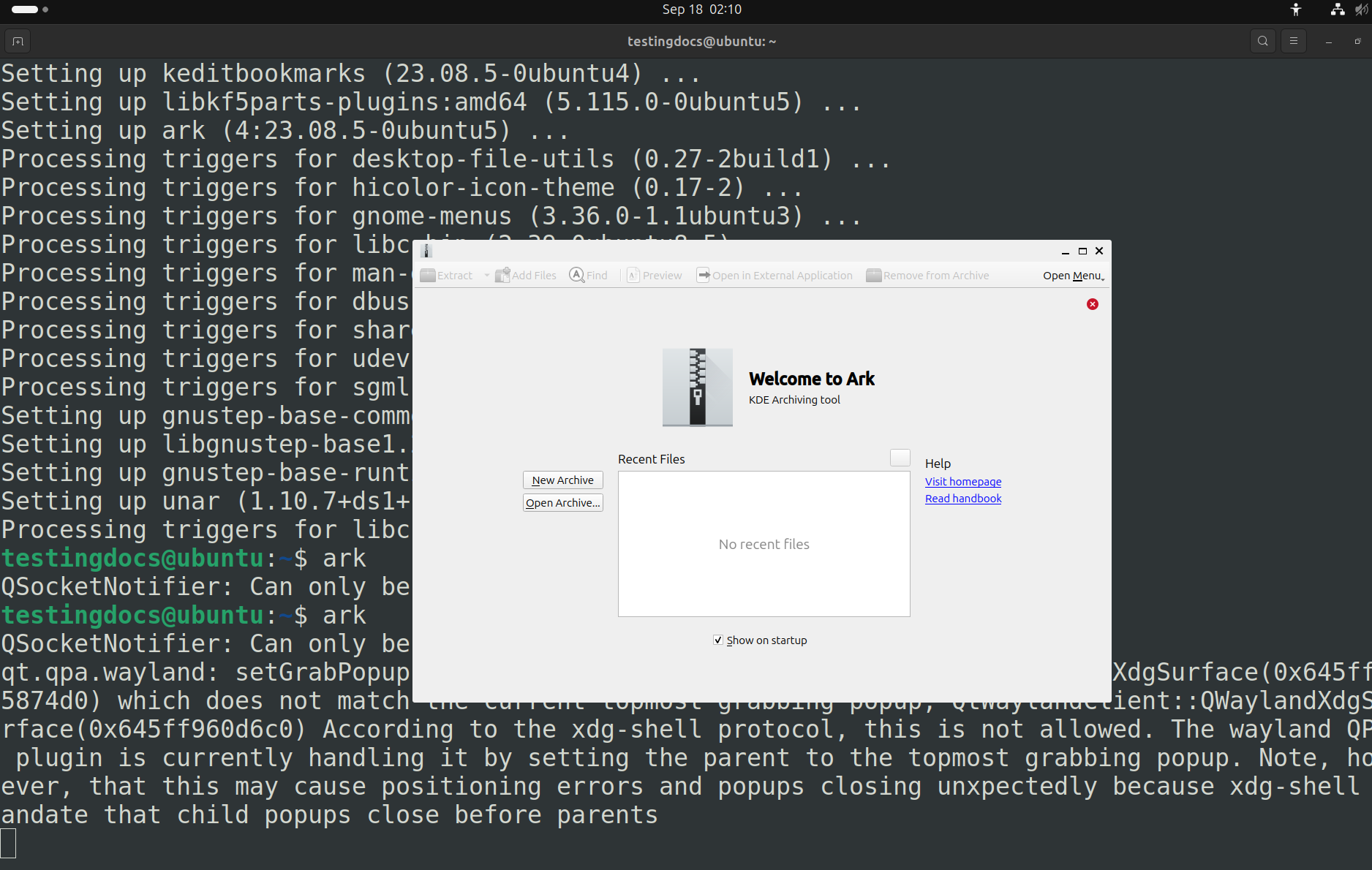 KDE Archiving Tool Ark