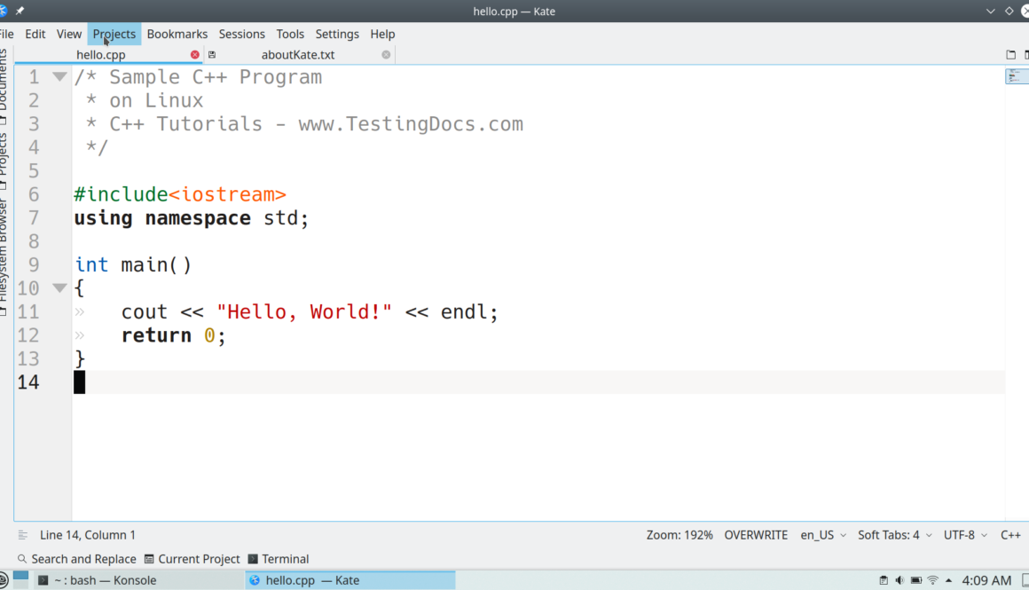 Kate Text Editor