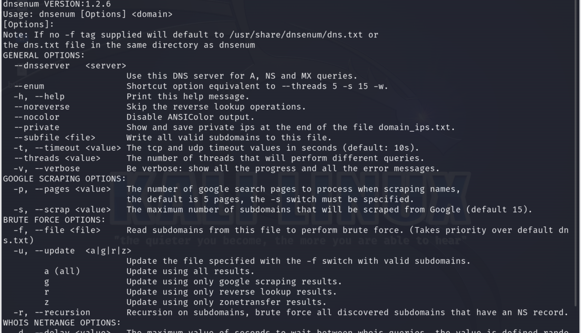 Linux Kali dnsenum tool