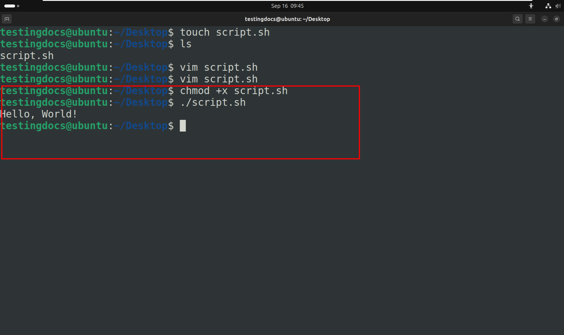 Linux Script Output