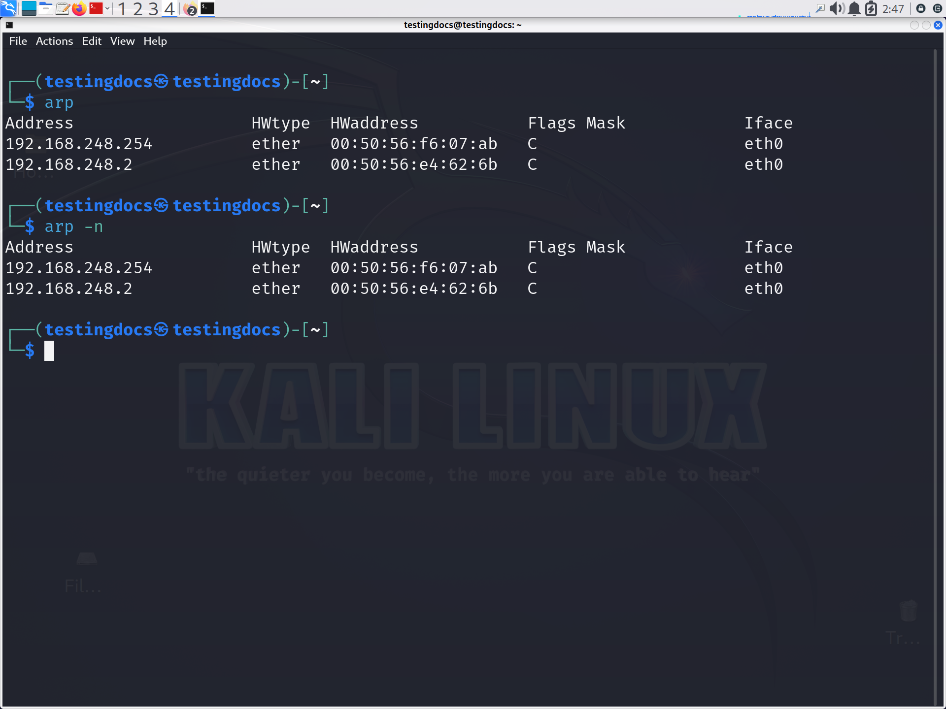 Linux arp command
