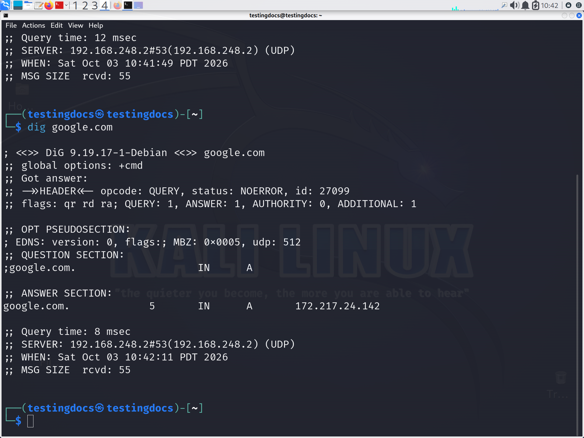 Linux dig command
