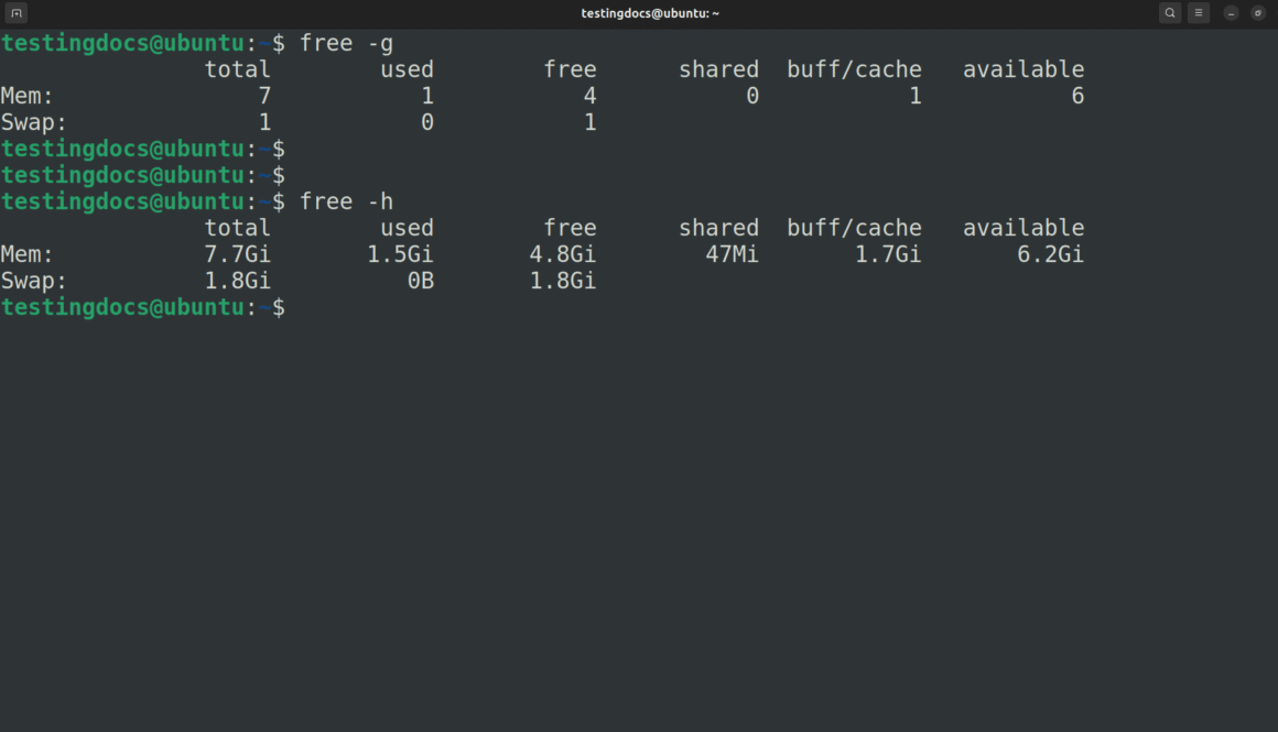 Linux free Command