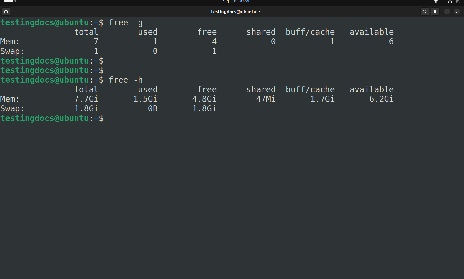 Linux free Command