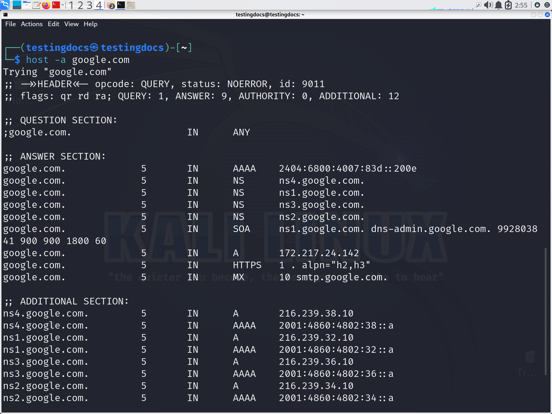 Linux host command