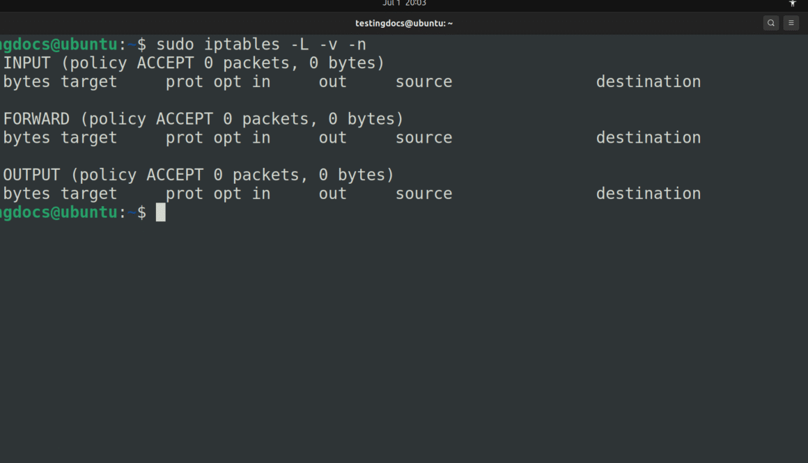 Linux iptables command