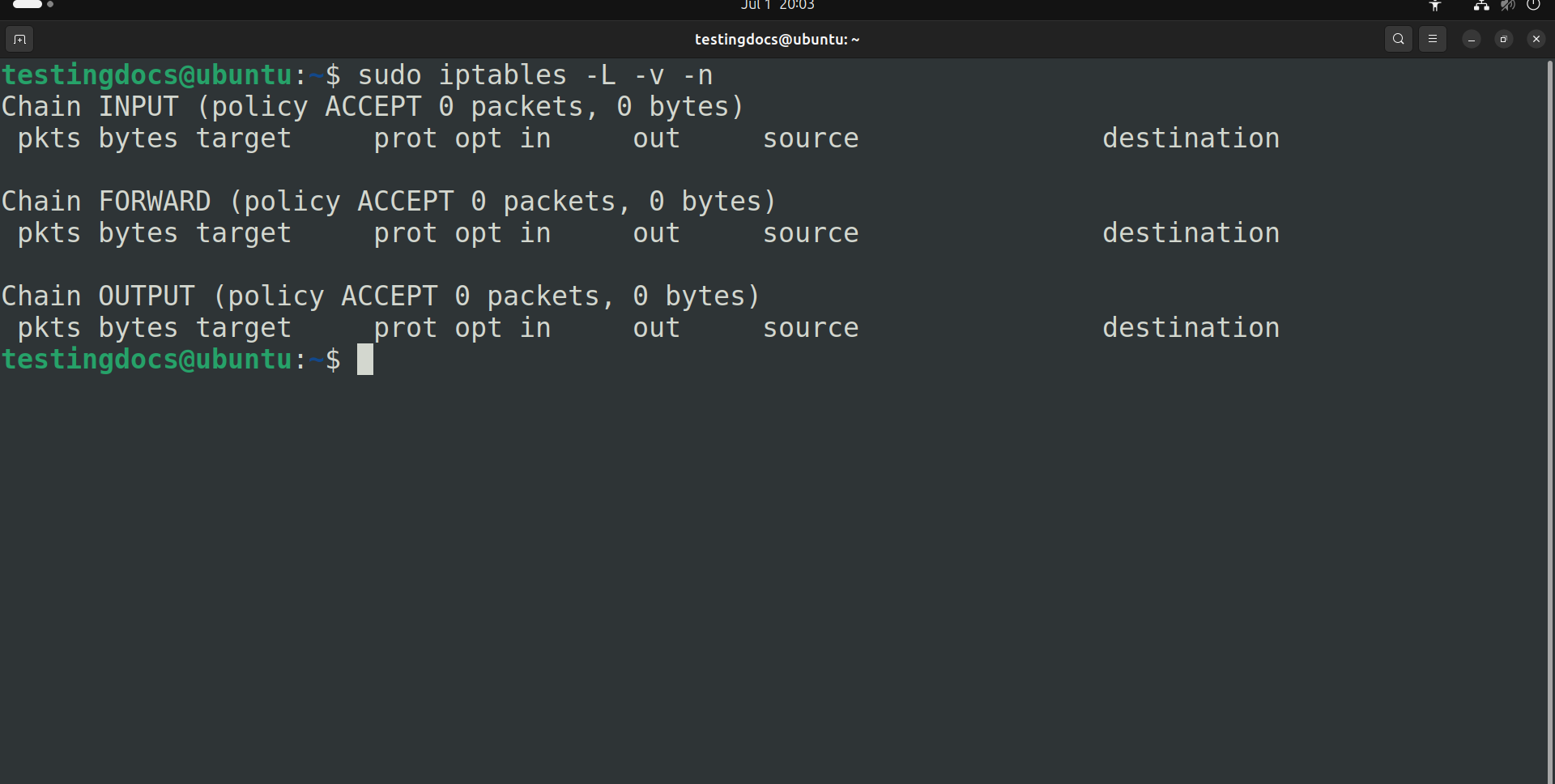 Linux iptables command