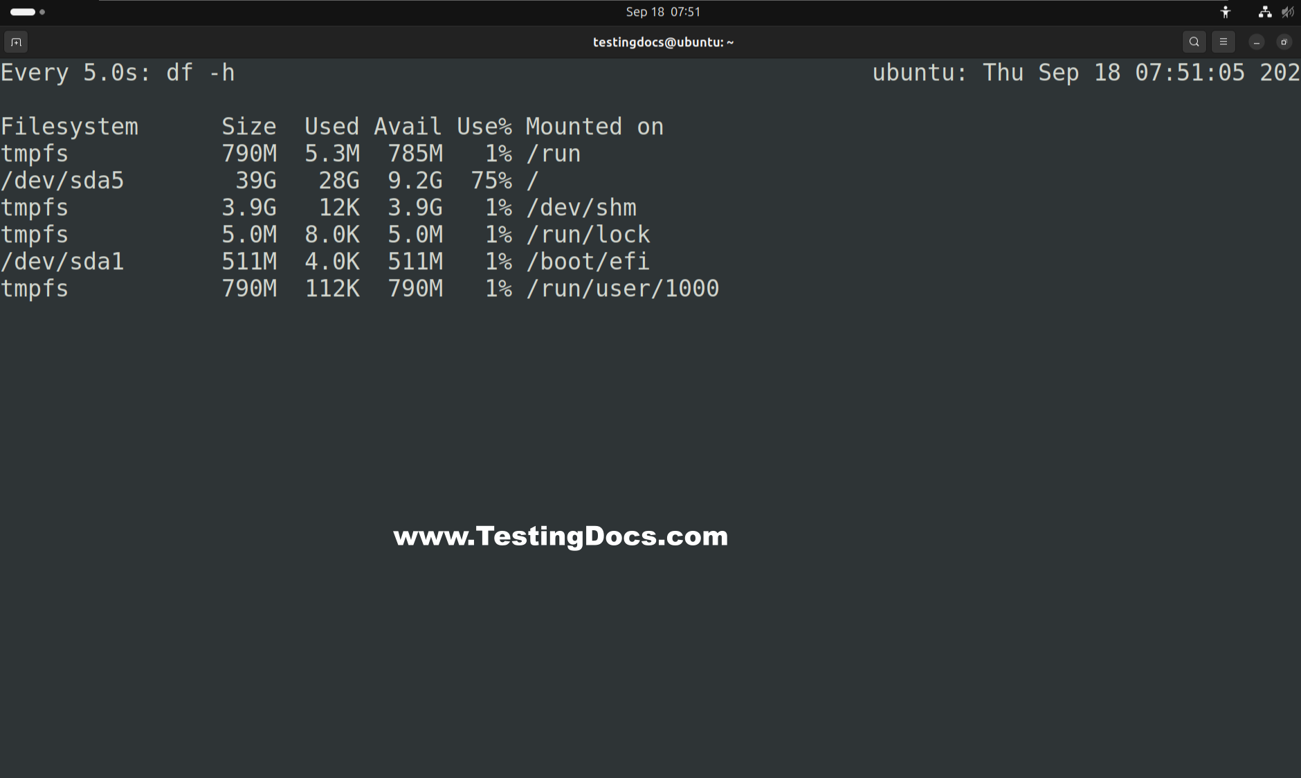 Linux watch command