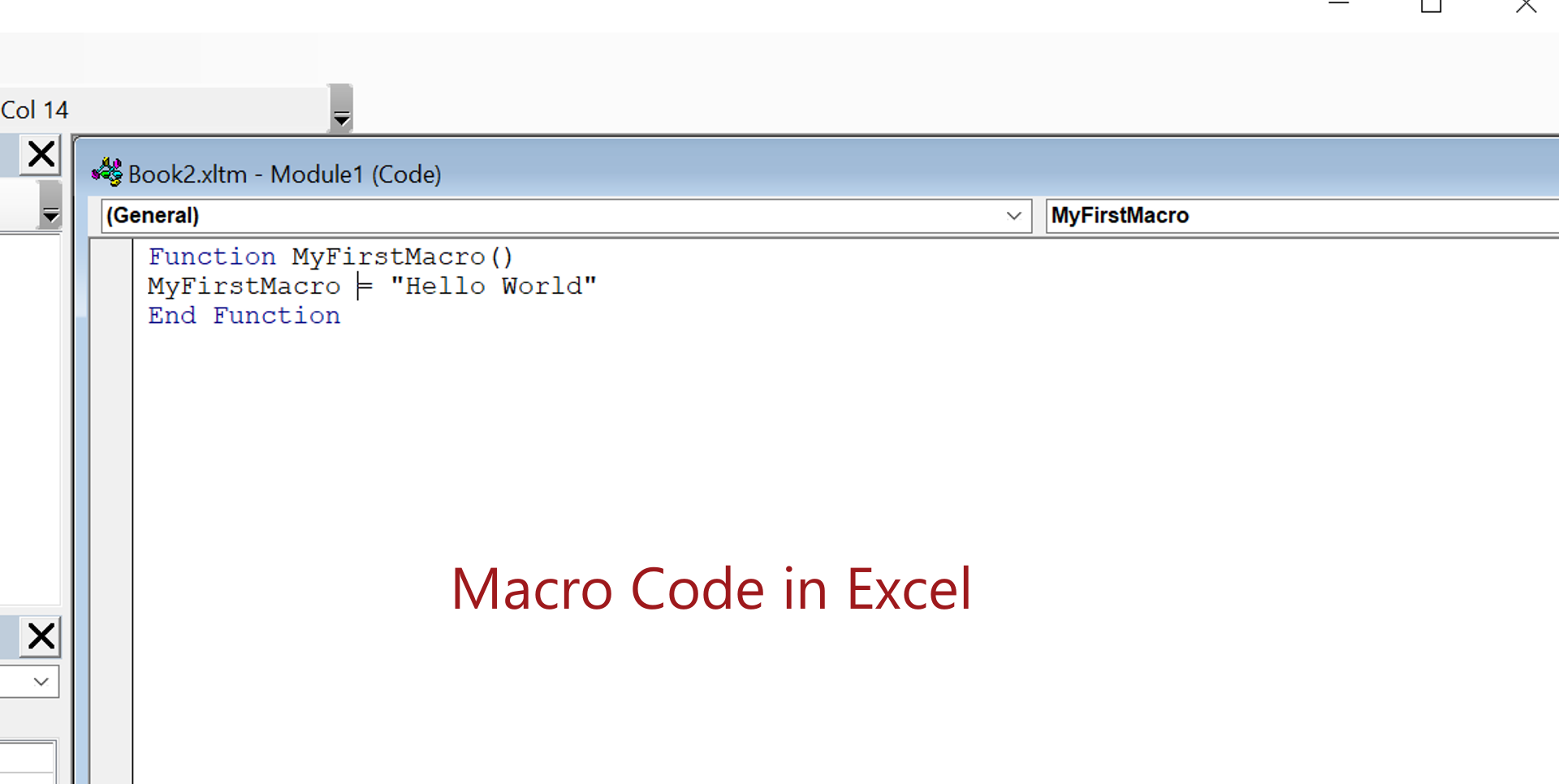 Macro Code in Excel