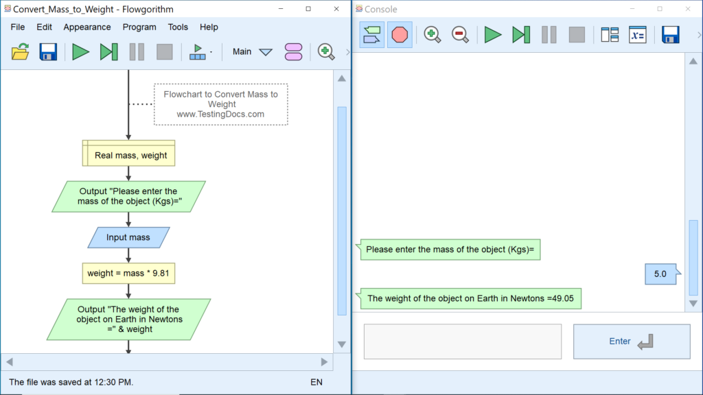 Convert Mass to Weight Flowchart - TestingDocs.com