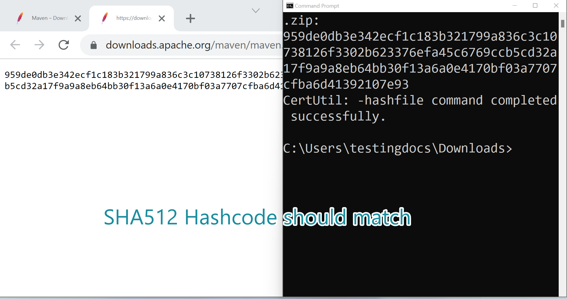 Maven SHA512 Hashcode Win11