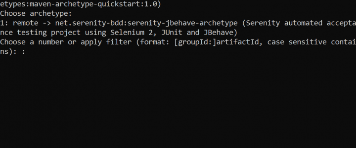 Create Serenity JBehave project from command line.