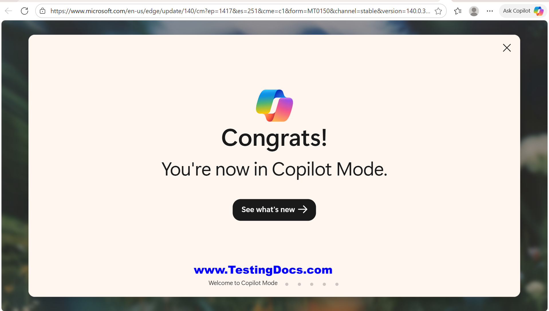 Microsoft Edge 140 Copilot Mode