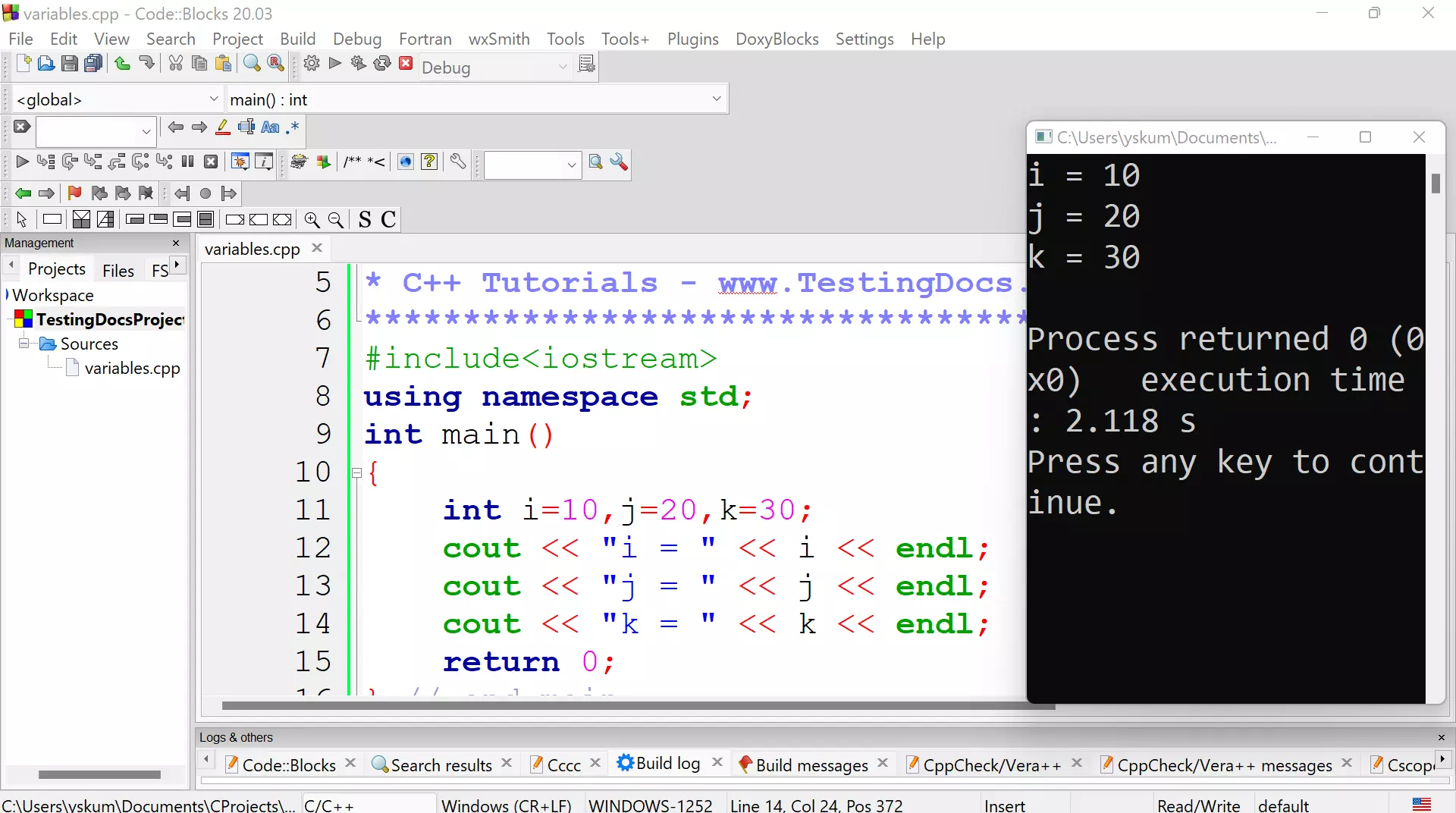 Multiple Variables in C++ CodeBlocks