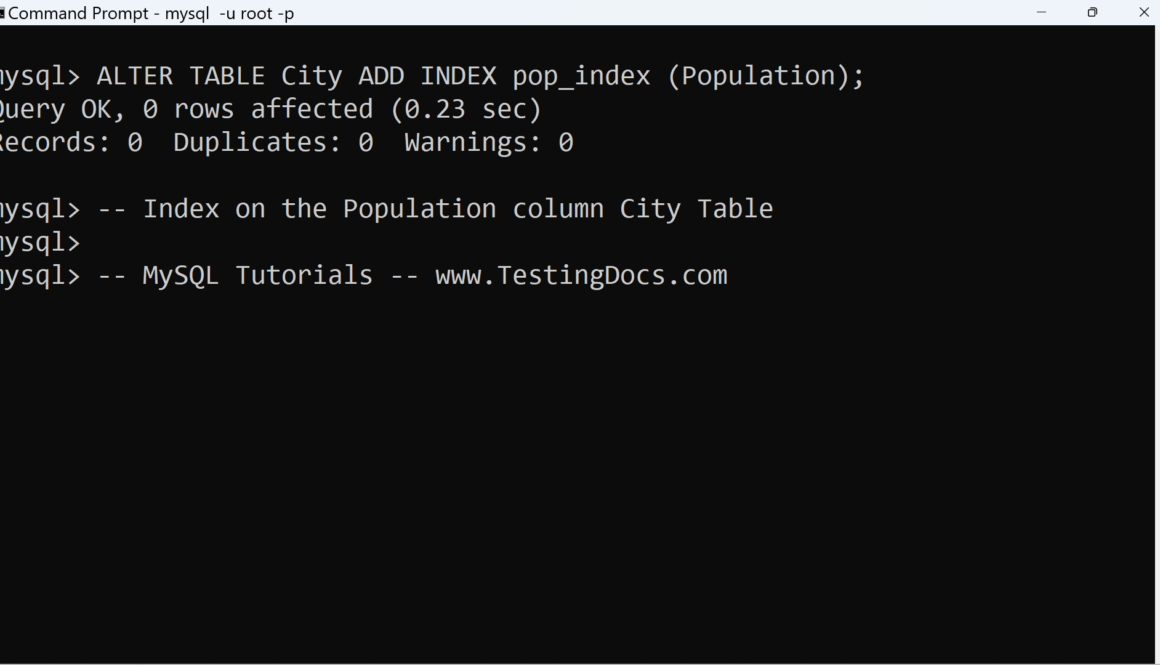 MySQL ADD INDEX